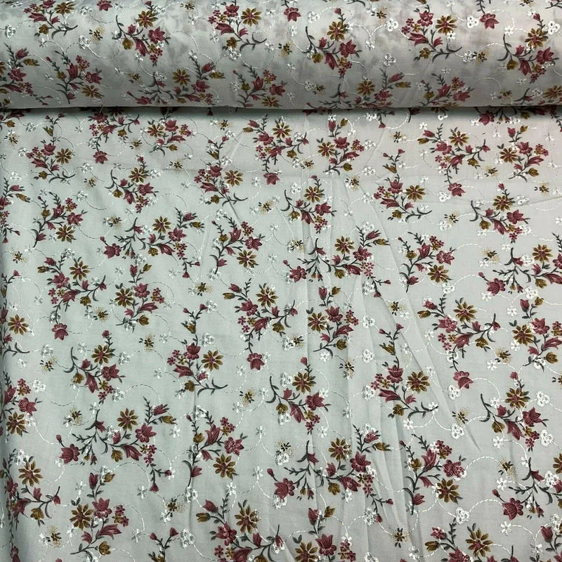 Broderie Anglaise floral Summer Floral Printed Dress fabric 100m wide M1569