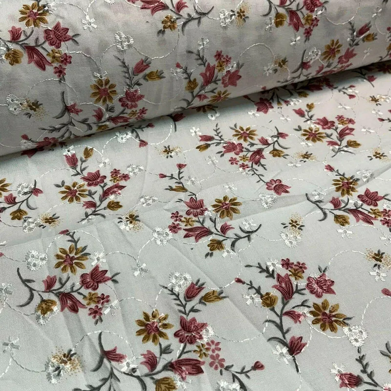Broderie Anglaise floral Summer Floral Printed Dress fabric 100m wide M1569