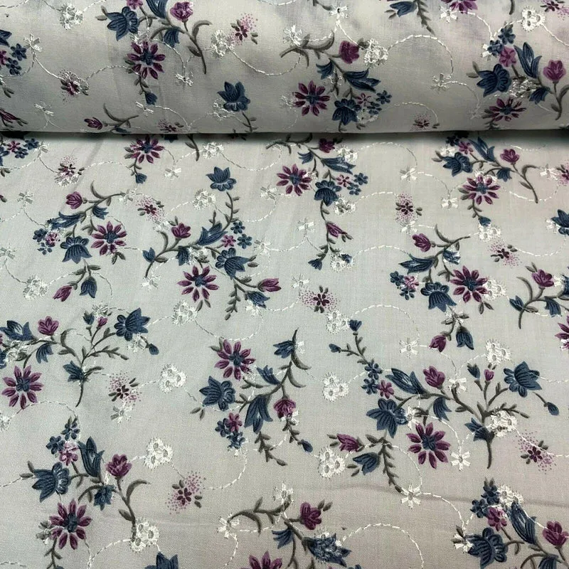 Broderie Anglaise floral Summer Floral Printed Dress fabric 100m wide M1569