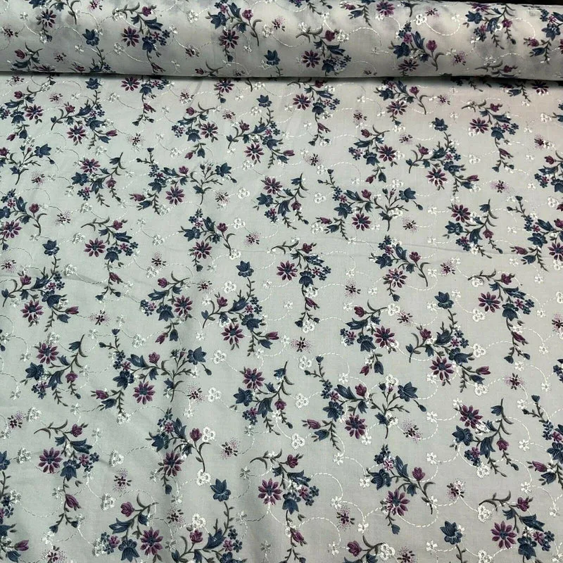 Broderie Anglaise floral Summer Floral Printed Dress fabric 100m wide M1569