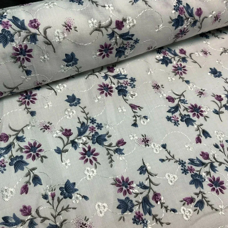 Broderie Anglaise floral Summer Floral Printed Dress fabric 100m wide M1569
