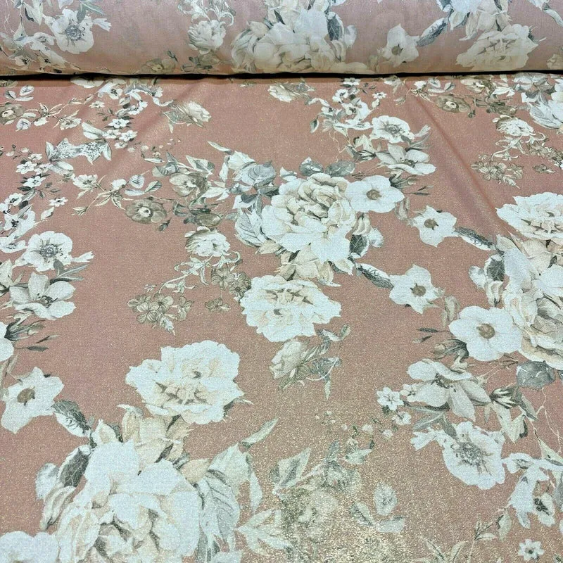 Shimmer Foil Chiffon Floral Designs fabric 147cm wide sold mer metre M1603