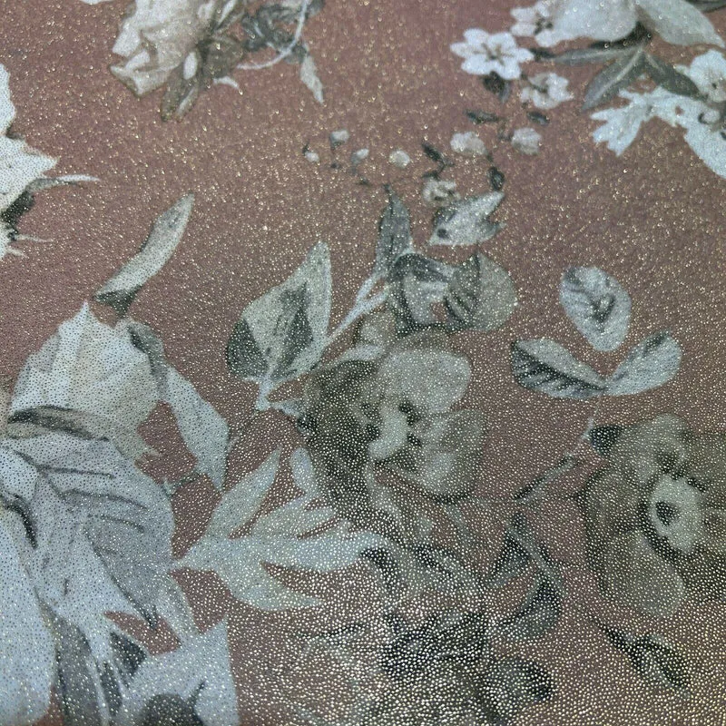 Shimmer Foil Chiffon Floral Designs fabric 147cm wide sold mer metre M1603
