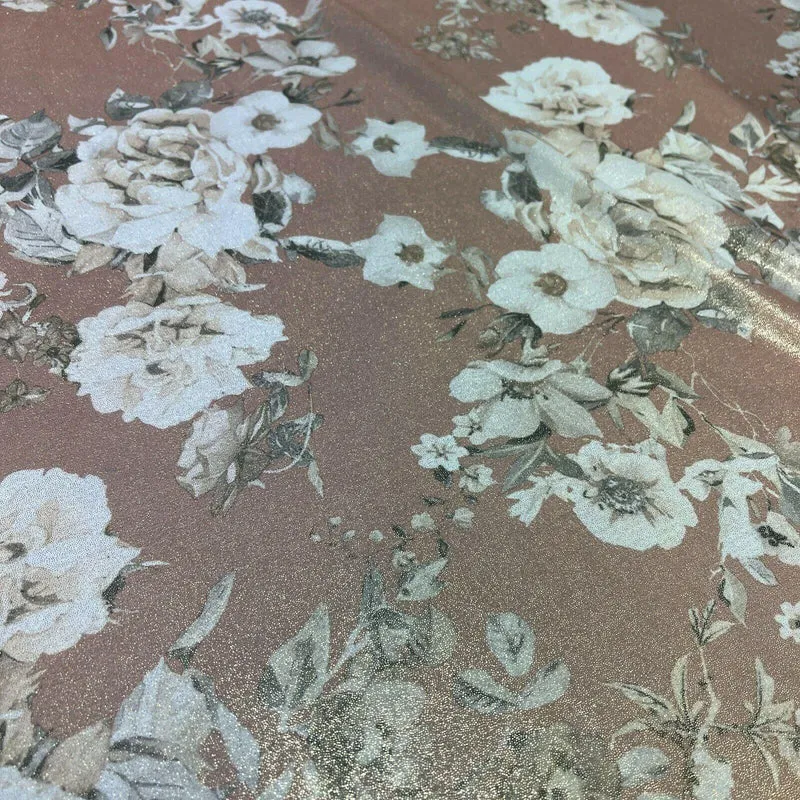 Shimmer Foil Chiffon Floral Designs fabric 147cm wide sold mer metre M1603