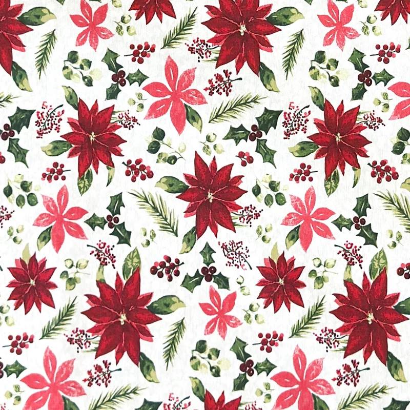 Jacquard Tischdecke aus beschichteter Baumwolle mit Fleckenschutz X42276 Weihnachten Weihnachtssterne Tannenzweige eckig rund oval