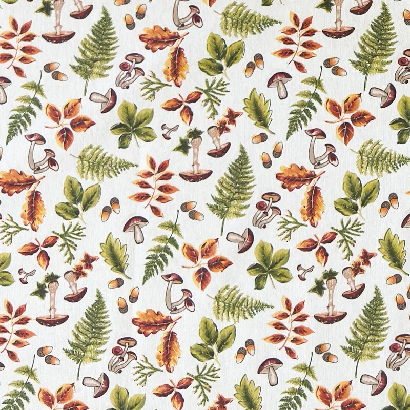 Jacquard Tischdecke aus beschichteter Baumwolle mit Fleckenschutz BOLETUS Herbst Pilze Laub eckig rund oval