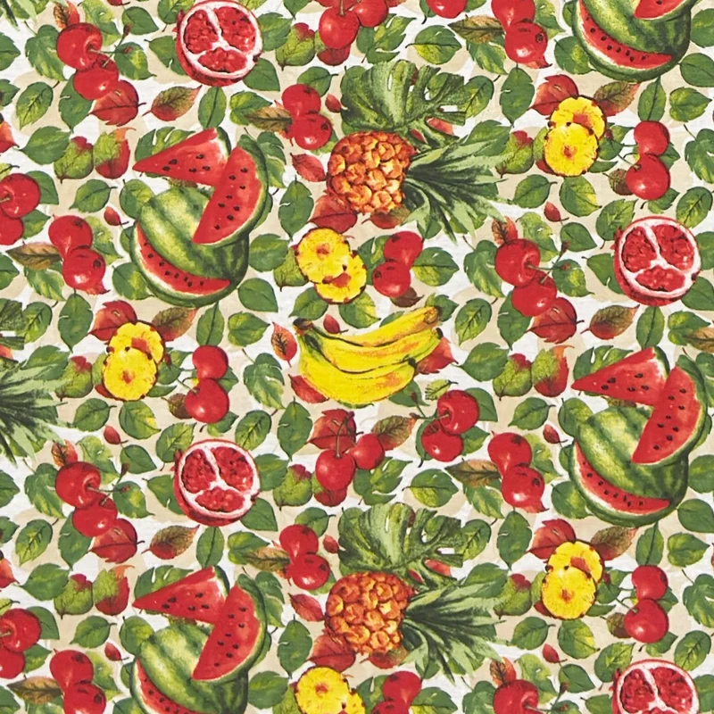 Jacquard Tischdecke aus beschichteter Baumwolle mit Fleckenschutz FRUITMANIA Früchte Ananas Melone Kirsche eckig rund oval