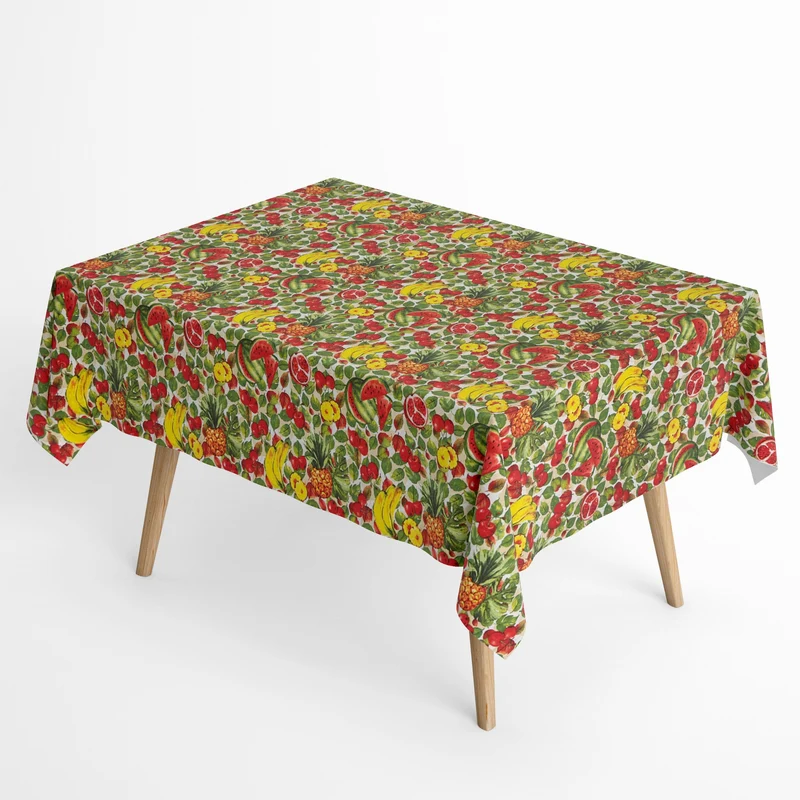 Jacquard Tischdecke aus beschichteter Baumwolle mit Fleckenschutz FRUITMANIA Früchte Ananas Melone Kirsche eckig rund oval