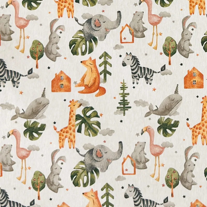 Jacquard Tischdecke aus beschichteter Baumwolle mit Fleckenschutz JUNIOR Zoo Kids Elefant Zebra Giraffe eckig rund oval