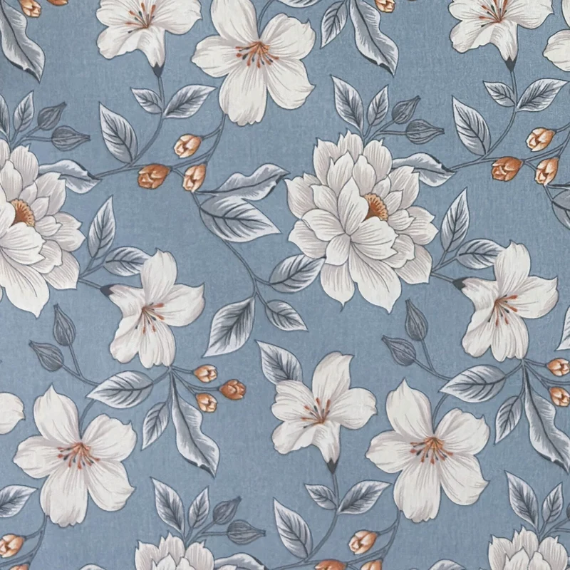 Jacquard Tischdecke aus beschichteter Baumwolle mit Fleckenschutz MONET AZUL Blumen floral auf blau eckig rund oval