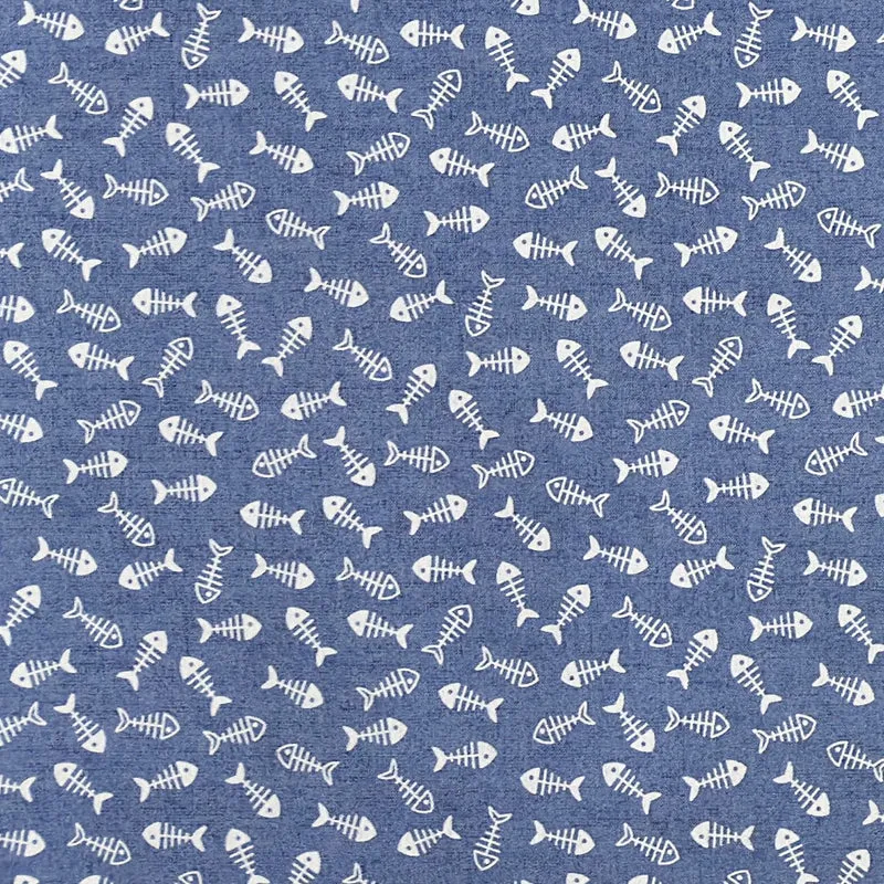 Jacquard Tischdecke aus beschichteter Baumwolle mit Fleckenschutz RASPAS AZUL maritim Fische eckig rund oval