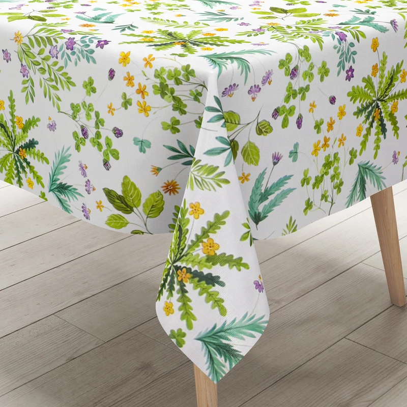 Wachstuch Tischdecke 160 cm Breite Übergröße geprägt B5077-01 Blumenwiese floral eckig rund oval