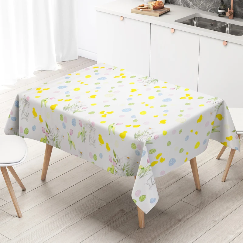 Wachstuch Tischdecke geprägt Bordürenmuster B4069-01 Ostern Osterhase Osterei eckig rund oval