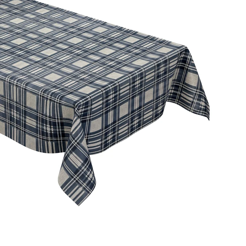 Wachstuch Tischdecke B5073-03 blau kariert Karo Landhaus eckig rund oval