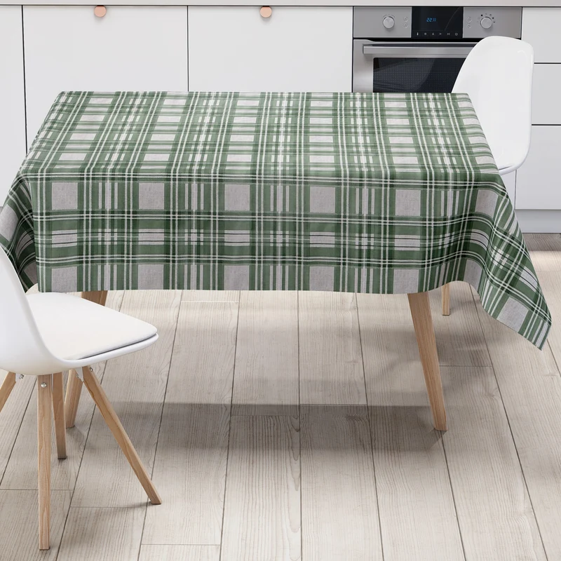 Wachstuch Tischdecke B5073-02 grün kariert Karo Landhaus eckig rund oval