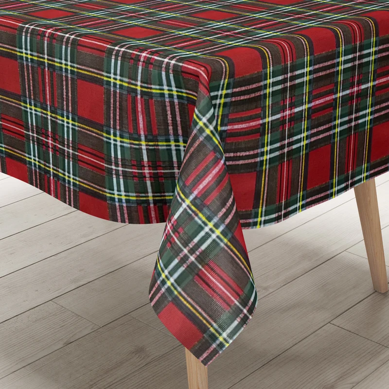 Wachstuch Tischdecke B5073-01 rot grün kariert Karo Landhaus Schottland eckig rund oval