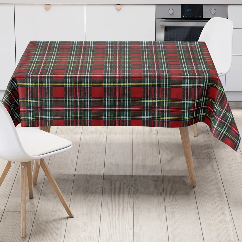 Wachstuch Tischdecke B5073-01 rot grün kariert Karo Landhaus Schottland eckig rund oval