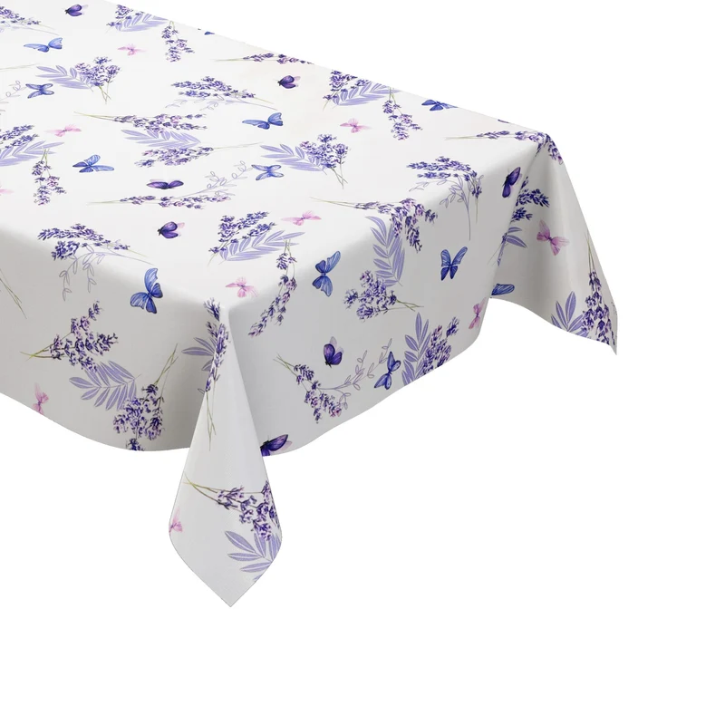 Wachstuch Tischdecke B5078-01 weiß Lavendel lila Schmetterlinge eckig rund oval