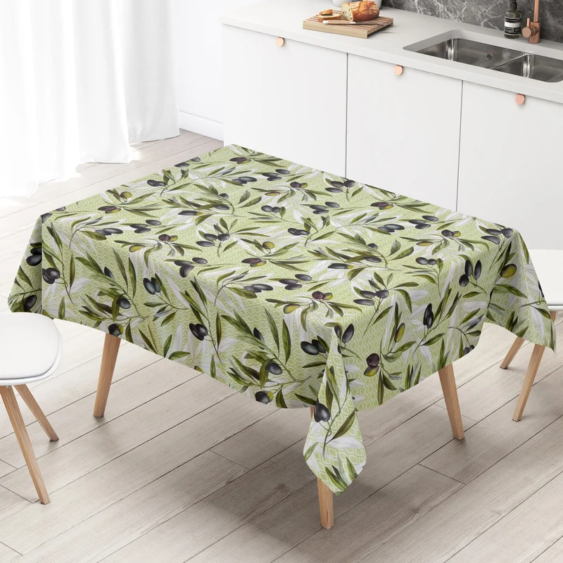 Wachstuch Tischdecke B5076-01 hellgrün Oliven mediterran eckig rund oval