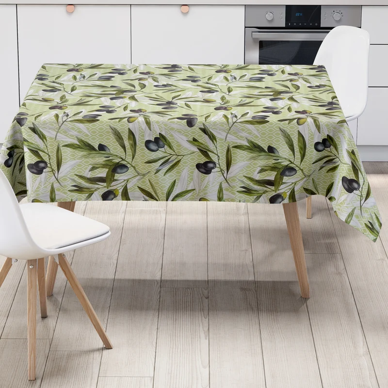 Wachstuch Tischdecke B5076-01 hellgrün Oliven mediterran eckig rund oval