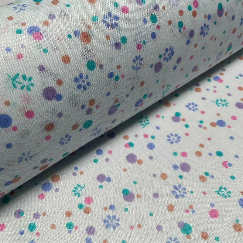 Cotton Lawn Summer small Floral dot Printed Dress fabric 111cm wide M1595