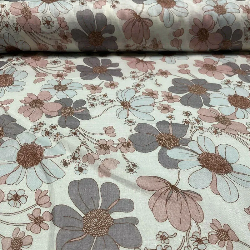 Cotton Voile Pastel Summer Floral Printed Dress fabric 111cm M1593