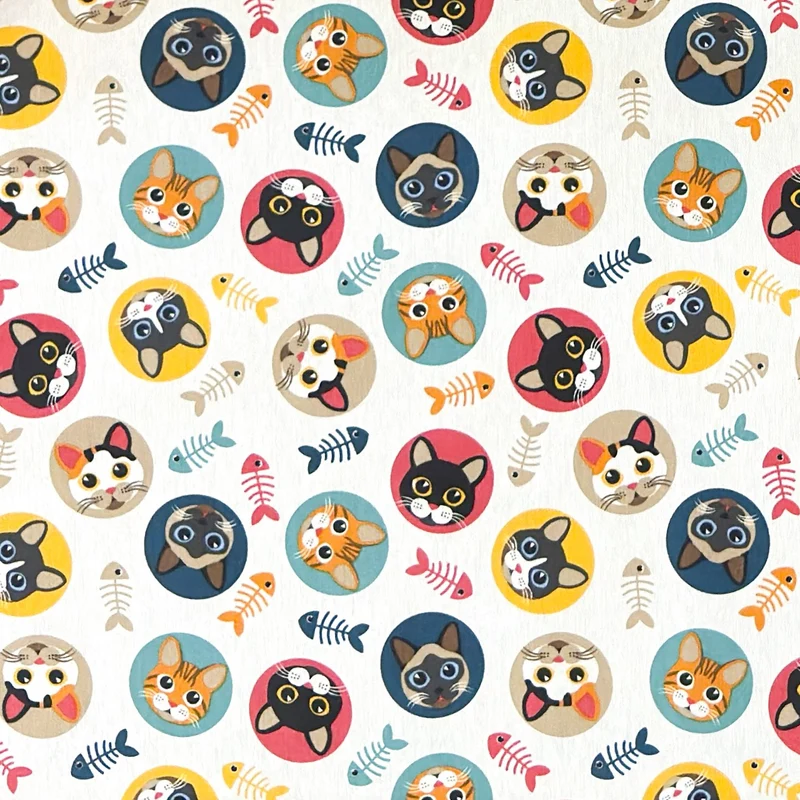Jacquard Tischdecke aus beschichteter Baumwolle mit Fleckenschutz OLIVER bunte Katzen Cats eckig rund oval