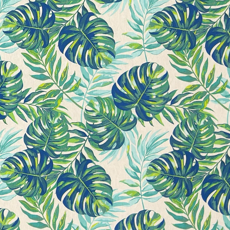 Jacquard Tischdecke aus beschichteter Baumwolle mit Fleckenschutz ANTILLAS Dschungel Monstera Blätter eckig rund oval