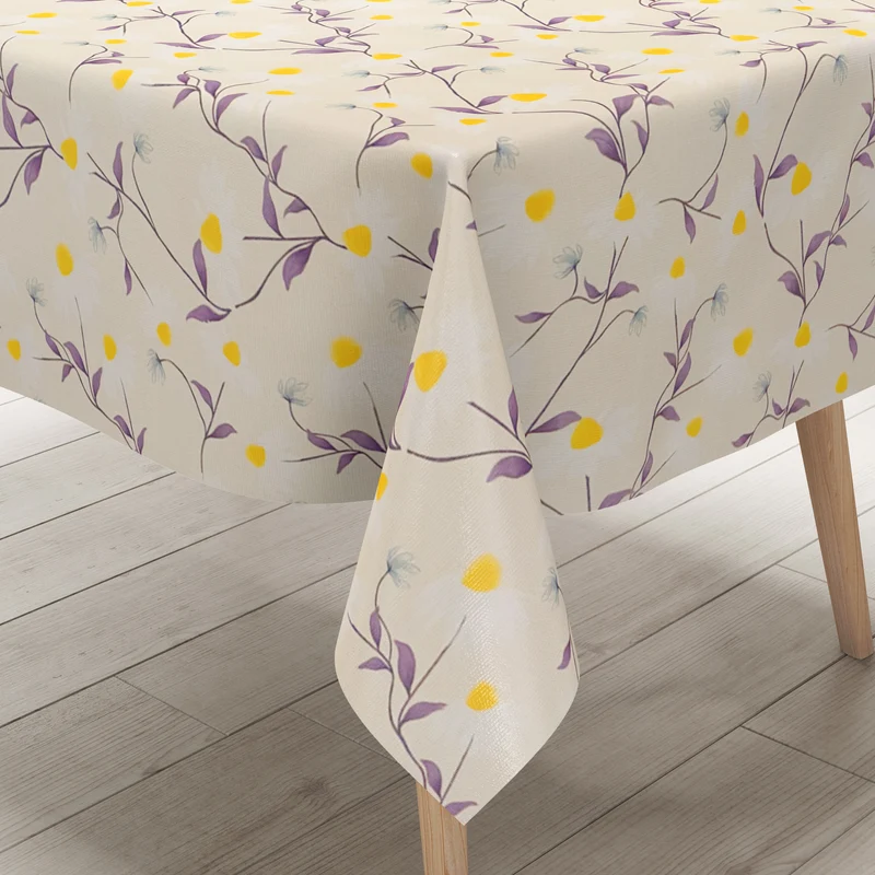 Wachstuch Tischdecke 01667-04 beige Margeriten Blumen Frühjahr eckig rund oval