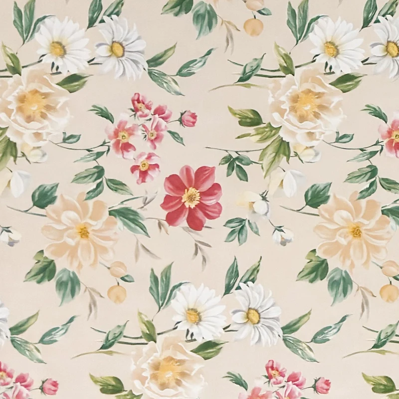 Wachstuch Tischdecke 01670-04 Blumen floral cremefarben Blüten eckig rund oval