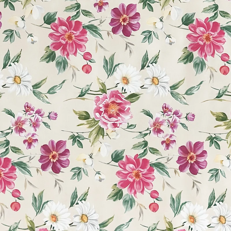 Wachstuch Tischdecke 01670-01 Blumen floral cremefarben rosa Blüten eckig rund oval
