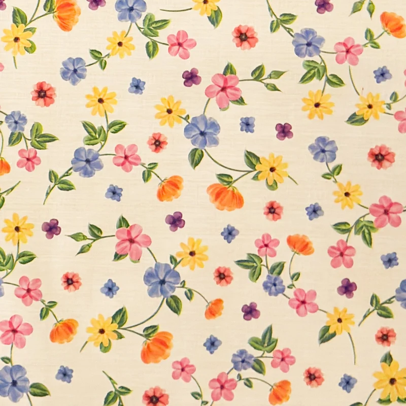 Wachstuch Tischdecke 200B bunte Blumen auf beige eckig rund oval
