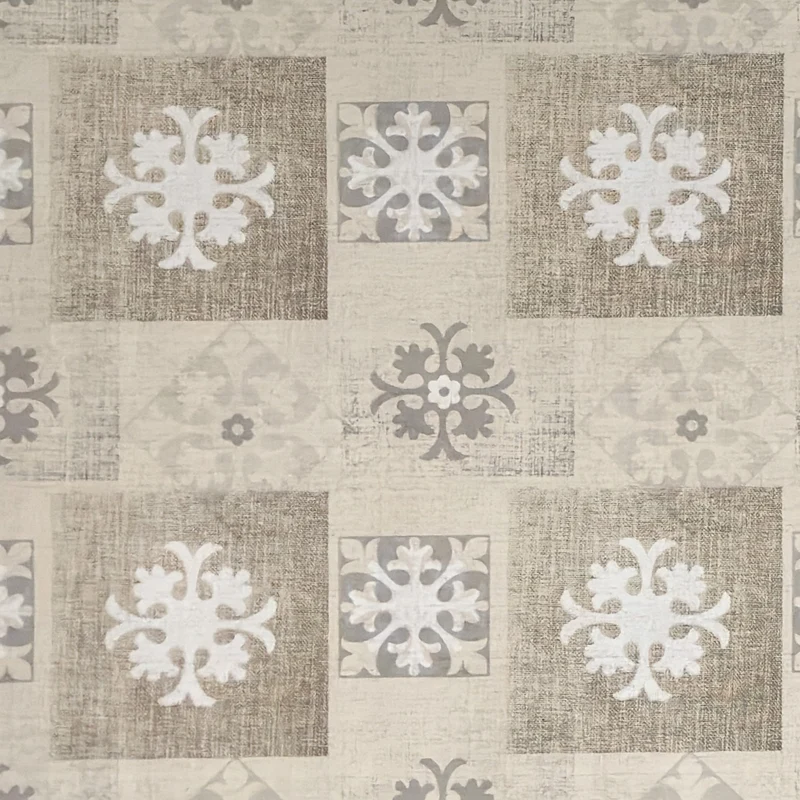 Wachstuch Tischdecke 160 cm Breite Übergröße geprägt B1025-01 beige Quadrate Ornamente eckig rund oval
