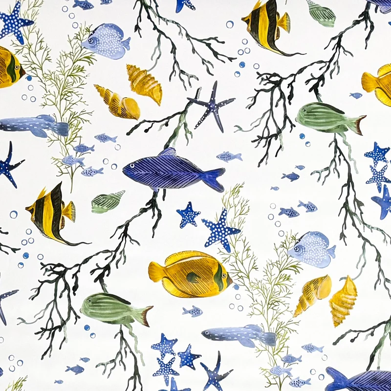 Wachstuch Tischdecke B4067-01 maritim Fische Seesterne Korallen eckig rund oval