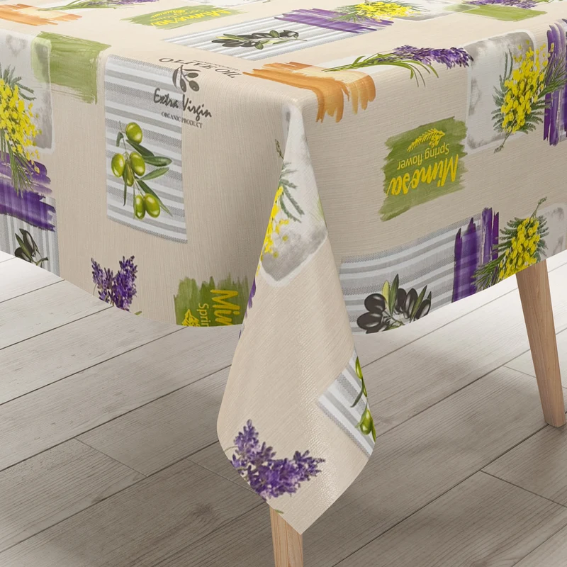 Wachstuch Tischdecke K62A beige Provence Lavendel Oliven eckig rund oval