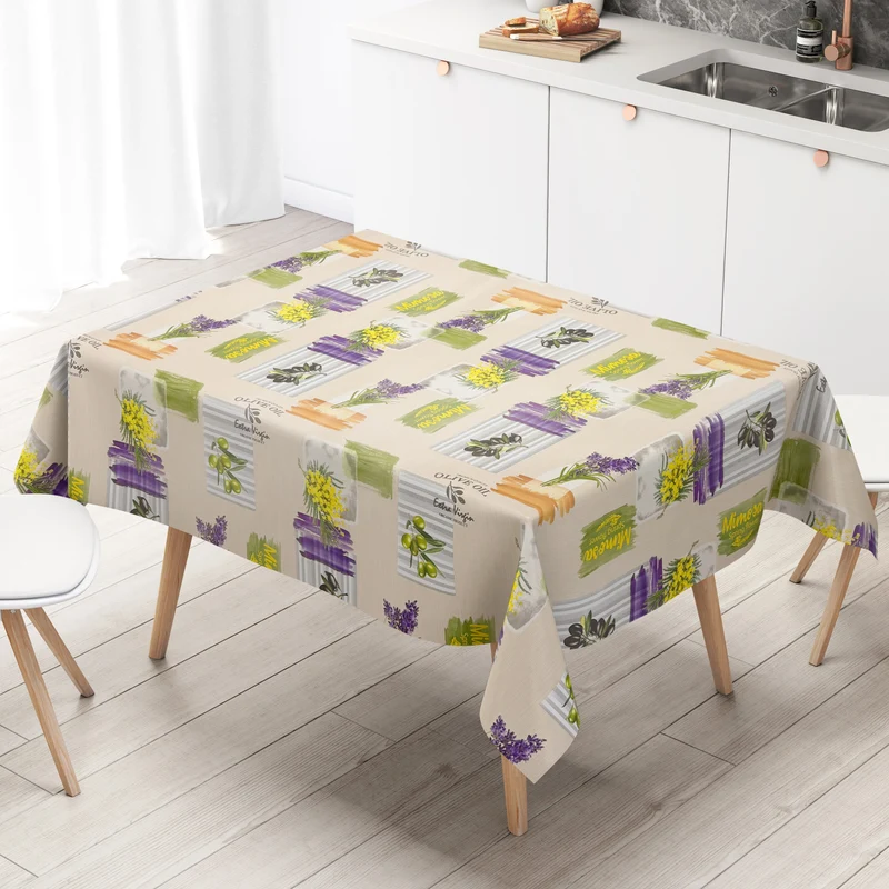 Wachstuch Tischdecke K62A beige Provence Lavendel Oliven eckig rund oval