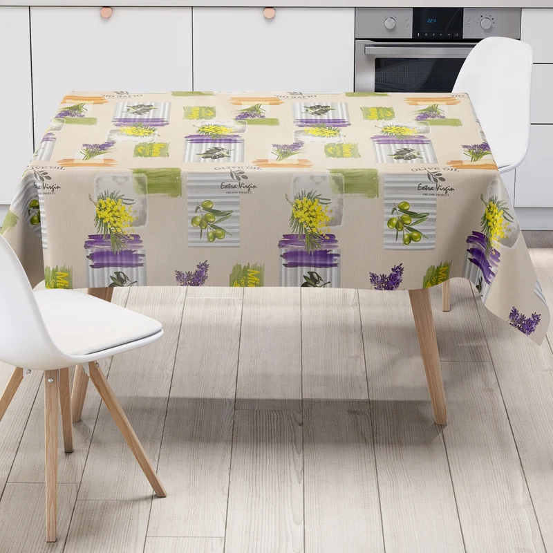Wachstuch Tischdecke K62A beige Provence Lavendel Oliven eckig rund oval