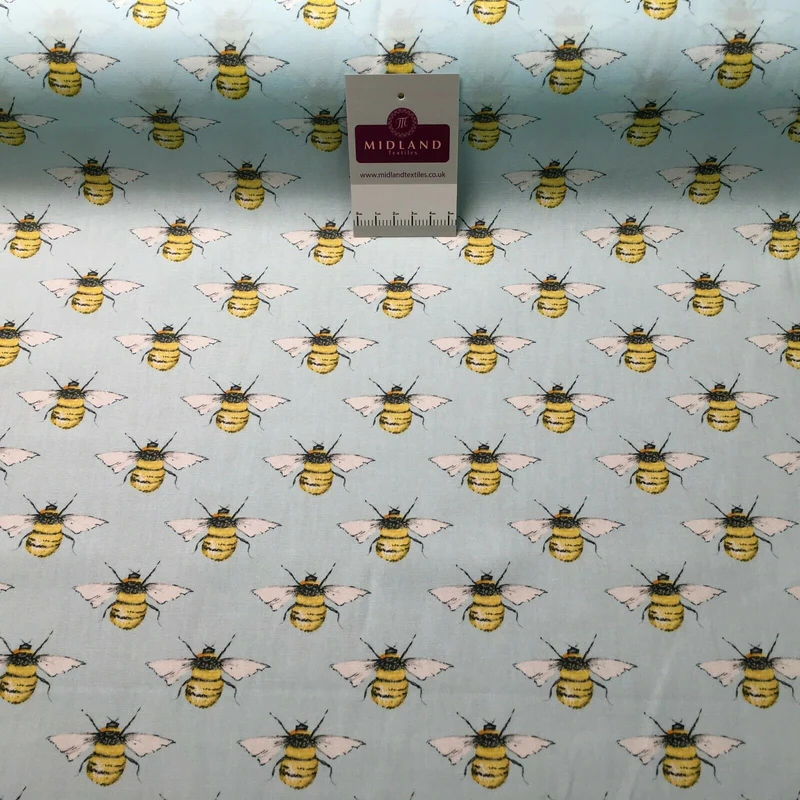 100% Cotton Poplin printed bees craft mask Fabric 110 cm MD1398 Mtex
