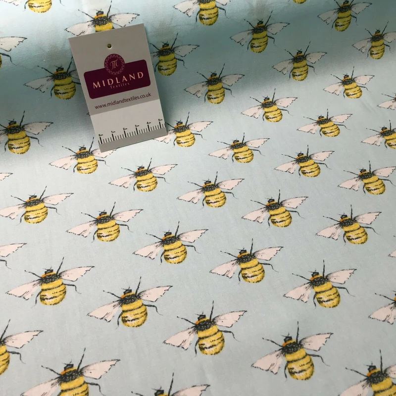 100% Cotton Poplin printed bees craft mask Fabric 110 cm MD1398 Mtex