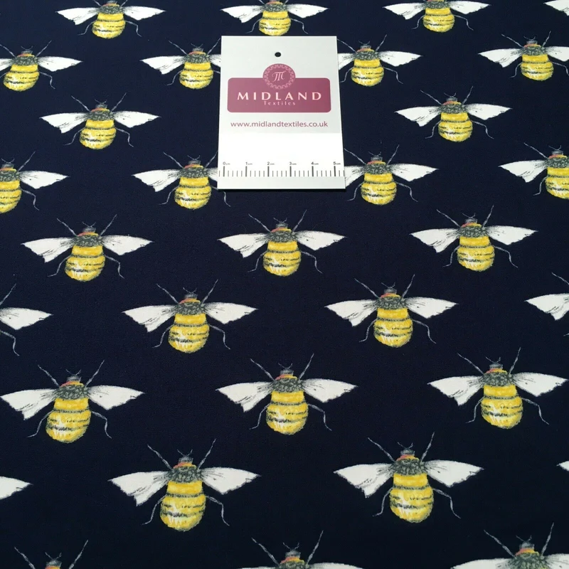 100% Cotton Poplin printed bees craft mask Fabric 110 cm MD1398 Mtex