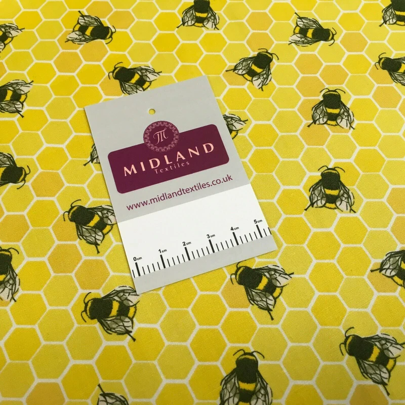 100% Cotton Poplin Bee's Printed Craft Fabric 110cm MD1397