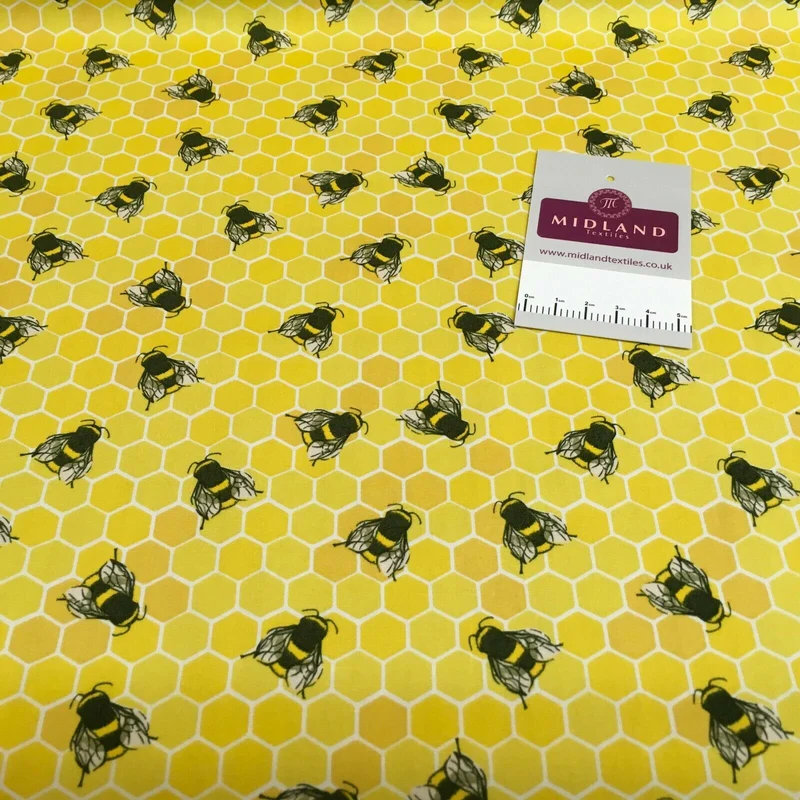 100% Cotton Poplin Bee's Printed Craft Fabric 110cm MD1397