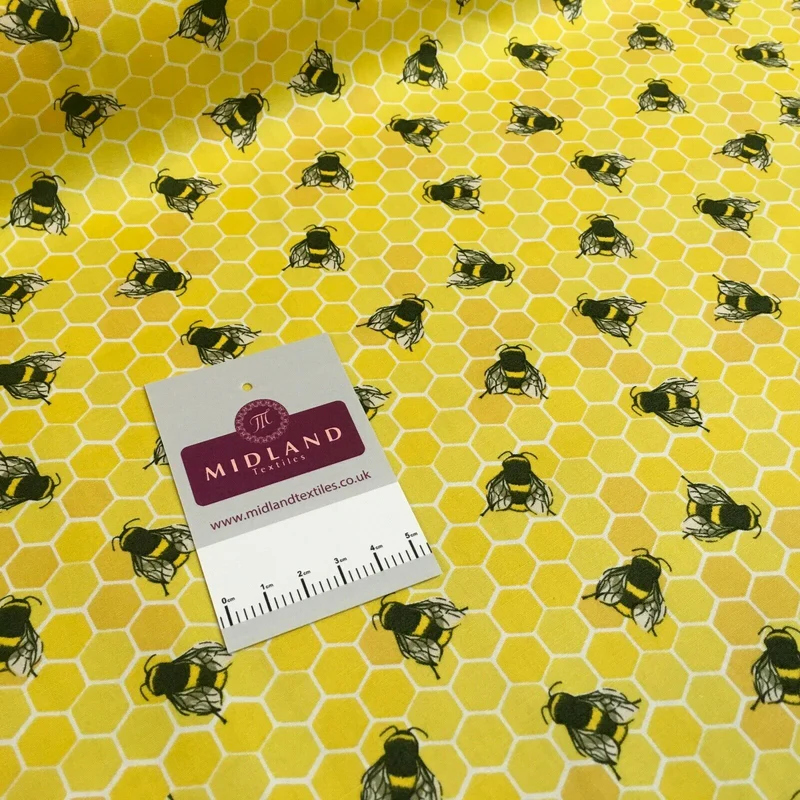100% Cotton Poplin Bee's Printed Craft Fabric 110cm MD1397