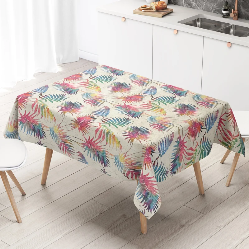 Wachstuch Rolle SONDERPOSTEN Palmen Blätter Farn auf weiß 06243-04 Rollenware