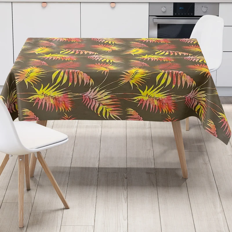 Wachstuch Rolle SONDERPOSTEN Palmen Blätter Farn auf braun 06243-02 Rollenware