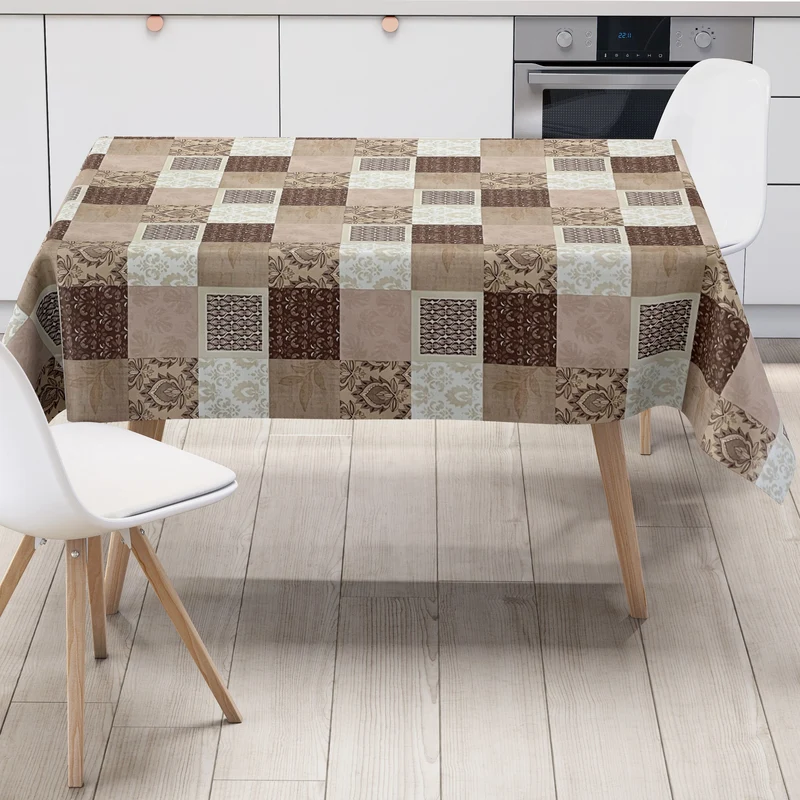 Wachstuch Rolle SONDERPOSTEN Patchwork Barock beige braun 06175-02 Rollenware