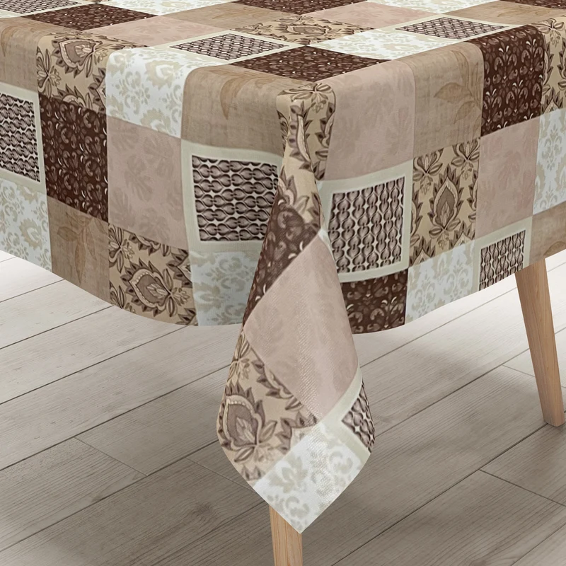 Wachstuch Rolle SONDERPOSTEN Patchwork Barock beige braun 06175-02 Rollenware