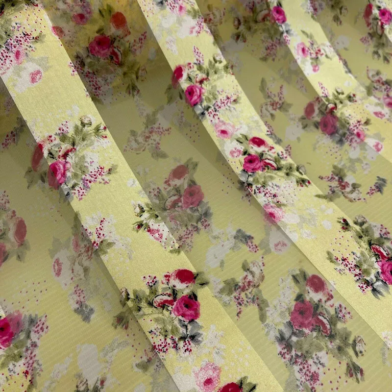 Satin Floral Stripe Chiffon Lightweight dress scarf Fabric M1579