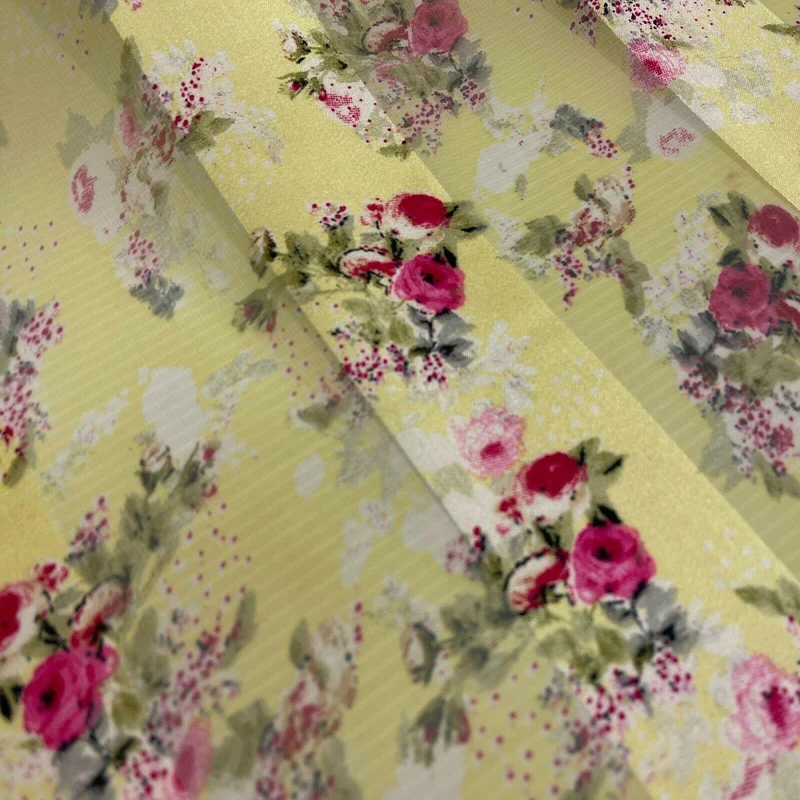 Satin Floral Stripe Chiffon Lightweight dress scarf Fabric M1579
