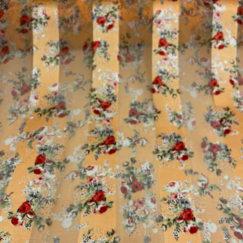 Satin Floral Stripe Chiffon Lightweight dress scarf Fabric M1579